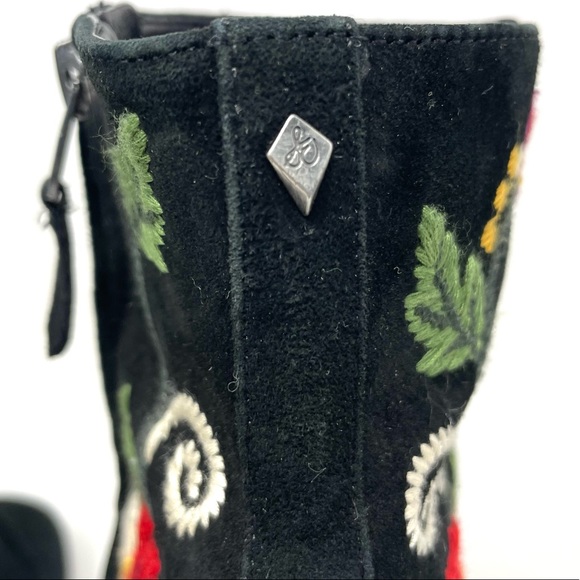 Sam Edelman Tavi Floral Embroidered Black Suede Booties Size 8.5 - Picture 9 of 10